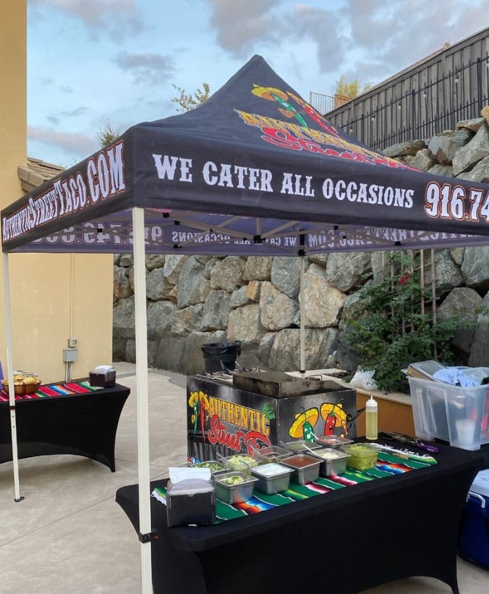 On-site taco grilling station set up at a Sacramento event